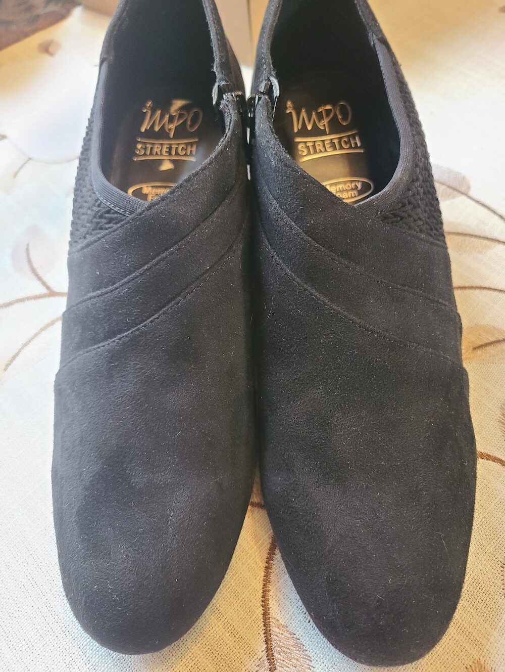 Impo Black Stretch Slip-On Wedge Bootie Size 9
